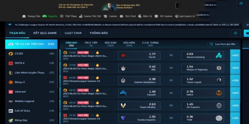 Trang chủ 23 Trang chủ YSB66 cung cấp nhiều kèo cược Esports